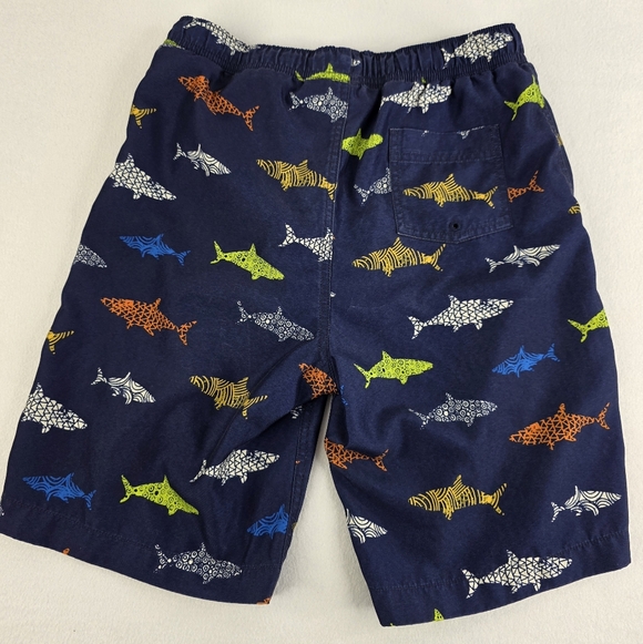 Lands'End Boy's Navy Shark Print Swim Trunks Size Large (14-16) N-3360 - Picture 3 of 8